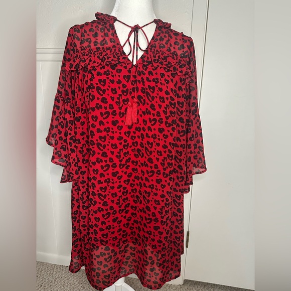 Umgee Red and Black Heart Print Dress size M - Picture 1 of 9